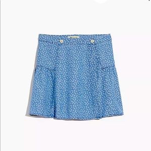 Madewell Shirred Wrap Mini Skirt in Indigo Daisies